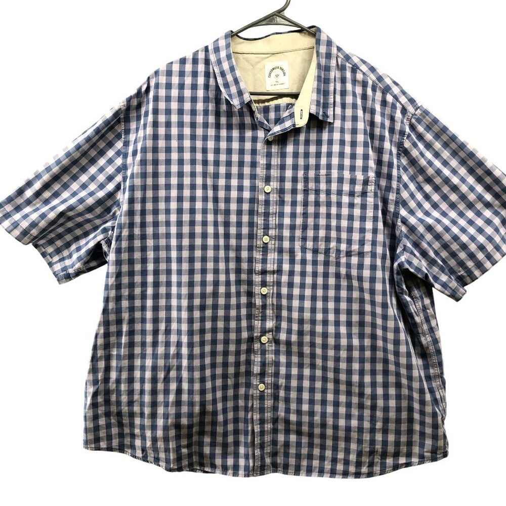 Dubinik Customized Version Shirt Mens 3XL Short Sleeve‎ Blue Check Button Down